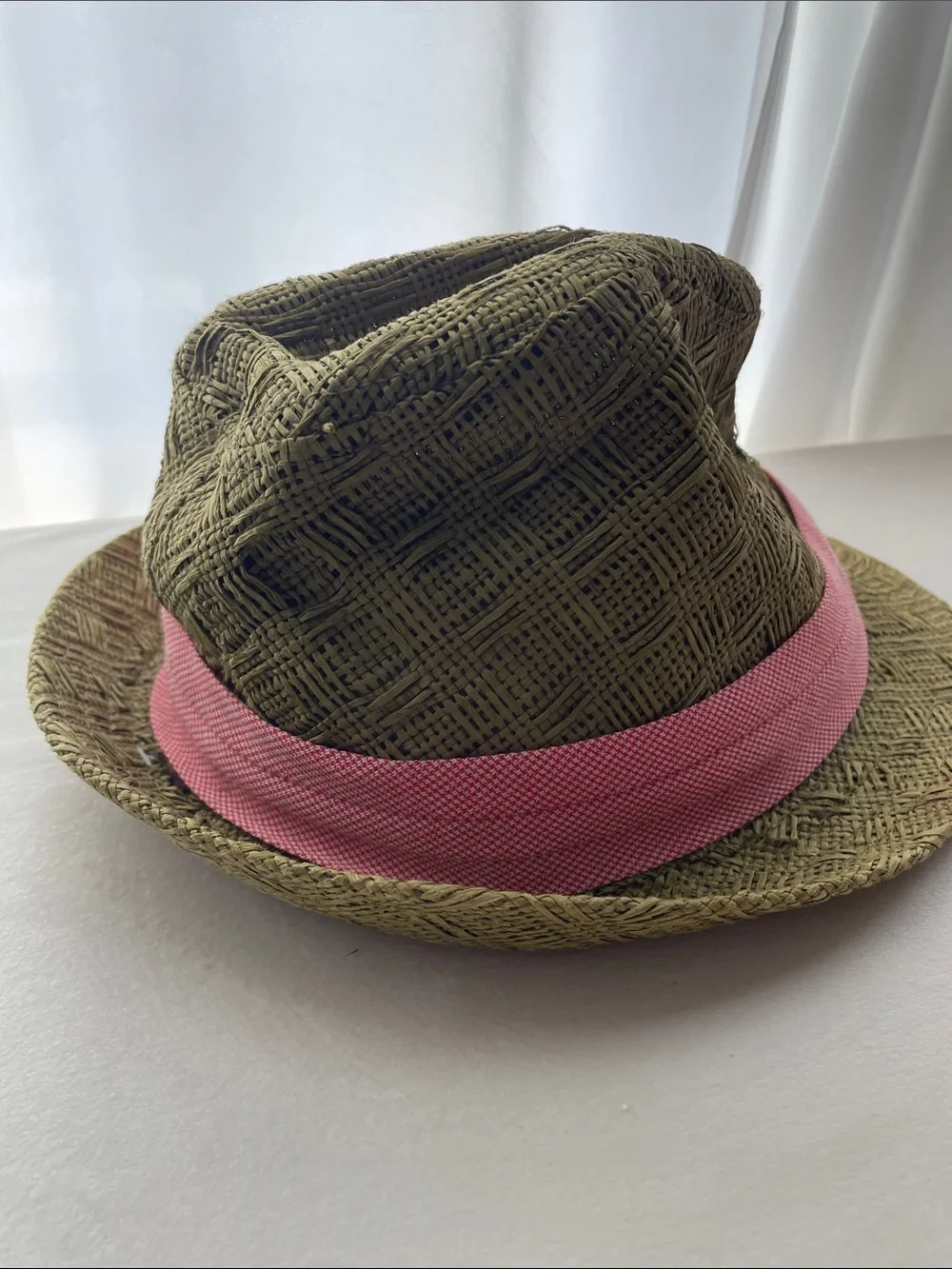 Haggar Olive Green Fedora with Pink Band